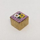 Italian Micro Mosaic Mini Pill Box Trinket Vintage Square Lavender Yellow White
