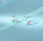 Women Fashion 925 Sterling Silver Airplane Wave Ear Stud Hoop Earrings Gift K46