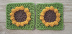 Handmade Crochet Sunflower Granny Squares 4 5 Inch Green Usa 2pc