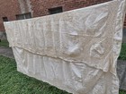 Antique Hand-stitched Linen   Filet Crochet Edwardian European Tablecloth 84x62