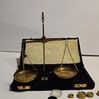 Brass Antique Finish Jewelry Balance Scale With Velvet Box   Incomplete Set