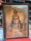 Antique Old Hindu Religious God Krishna   Om Symbol Lithograph Print Framed