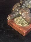 Stunning Vintage Austrian Bronze Black Grouse On Marble Base Desk Paperweight