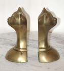 Excellent Pair Of Vintage Art Deco Brass Cat Bookends