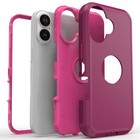 For Apple Iphone 16 Shockproof Heavy Duty Case Cell Phone Cover   Tempered Glass