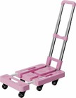 Folding Hand Truck Foldable Dolly Cart For Moving Collapsible 6 Wheels Pink New