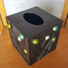 Brown Metal Tissue Box Holder Square Four-sided Design Abstract Coastal 5 5 