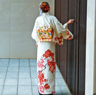 Japanese Summer Kimono Yukata Plum Blossom Design Red  3-piece Set Women   s