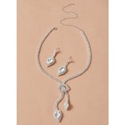 Silver Rhinestone Glam Set Necklace Earrings Crystal Jewelry Prom Date Party