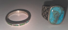 Lot Of 2 Vintage Size 13 1 2 Sterling Silver Rings Turquoise 16g