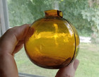 Golden Amber Amber 3 Pc Mold Blown Glass 1870s Target Ball For Shooting