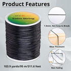 Black Nylon String Cord- 1 5mm 103 Yards Strong Nylon String  Wear-resistant No
