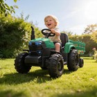 Kids Electric Ride On Tractor 12v Battery-powered 4 Wheel Ride On Car W  Trailer