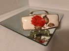 Vintage Lipstick Holder Mirror Porcelain Rose Gold Tone Japan  No Mark Mcm