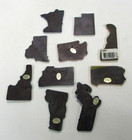 Vtg Set Of 10 Rubber Refrigerator Magnets States Ri Mn Ut Id Mt Wa Ma Pa De Vt