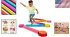 Balance Beam Set 10 Beams 6 Stepping Stones Multicolor Plastic Kids 3 