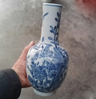 Fine Chinese Collectable Art Hand Blue White Porcelain Bird Vase