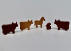 Vintage Wooden Animals Lot Farm Brown Wood Small Montesorri Cow Horse Bunny