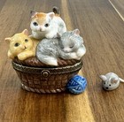Phb Porcelain Hinged Trinket Box Kittens In A Basket