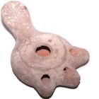 Antique Three 3-wick Clay Oil Lamp - Herodian Style Ancient Israeli Heritage