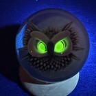 Contemporary Handmade Art Glass Marble 1 52  White   Blue Owl Mib Florin Voicu
