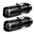 2x Mini Camping Light Led Flashlight Torch Clip Penlight Zoom Waterproof Lamp