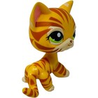  1451 Tiger Shorthair Cat Rare Littlest Pet Shop Lps Authentic Green Orange