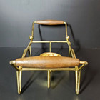 Vintage Mid Century Modern Chafing Stand Metal W  Wood Handles  Warming Stand