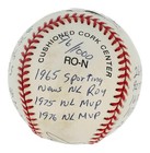 Joe Morgan Signed Onl Baseball With  19  Career Stat Inscriptions  beckett 