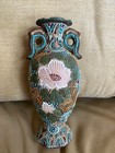 Antique Japanese Kutani Satsuma Moriage Pottery Enamel Floral Flowers Vase 7 5   