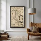 Old Map Of Thailand Old Siam 1686 Vintage Map Wall Map Decor  Print Framed