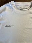 Babolat Men   s Play White Size Medium Tennis T-shirt Crew Neck Short Sleeve 