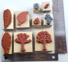 Mixed Lot 9 Rubber Wood Stamp Blocks Trees   Leaves Scrapbooking  cardmaking  15