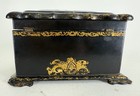 Antique English Tea Caddy Paper M  ch     Japanned Gilt  mother Of Pearl C 1825