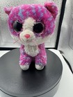 Ty Beanie Boo Charlotte Cat Plush Pink Purple Glitter Eyes Stuffed Animal Toy