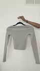 Hollister Long Sleeve Ribbed Crop Top Square Neck Gray Women s Xs
