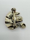 A9-4345 Vintage Brooch Gold Tone  9  Rhinestone Animal Swan Bird Flower Pink