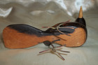 Vintage Hand Carved And Painted Wooden Black Bird Wire Feet 5 5 