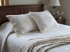 2 Vtg Pillow Shams Standard 20x26 Floral Embroidery Crochet Shabby Chic Cottage 