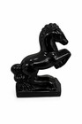 Vintage L e  Smith Black Glass Rearing Horse Bookend Mid-century Modern