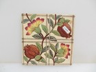 Antique Ceramic Tile Old Floral Flowers Early Victorian Art Nouveau Vintage