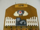 Vintage Wood Perpetual Wall Calendar Hearts  Cat   White Picket Fence Date Tiles