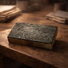 Vintage Wooden Printing Block Of Intricate Trolley Design Etched Metal Plate