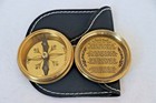 2   Brass Pocket Compass Polished Vintage Black Leather Case Maritime Navigator
