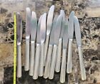 Set Of 12 Vintage Silverplated Serrated Modern Solid Place Knives
