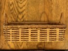 Vintage Hand Woven Wicker Basket Rectangular 9 5  W X 7 5 D X 2 5  H W handles