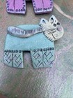 Two Handmade Cute Abstract Cat Kitten Pin Brooches Artist Signed