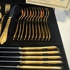 Vtg Sbs Bestecke Solingen 70pc 23 24 Gold Plated Flatware Set Pristine Condition