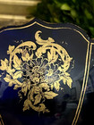 Antique Dutch Silver-mounted Cobalt Blue   Gilt Glass Compote