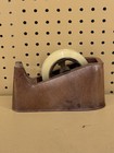 Vintage Weighted Plastic Heavy Duty Brown Marbled Tape Dispenser Mcm Swirl